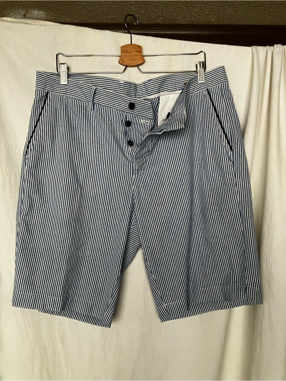 Pinstripe Seersucker Bermuda Shorts